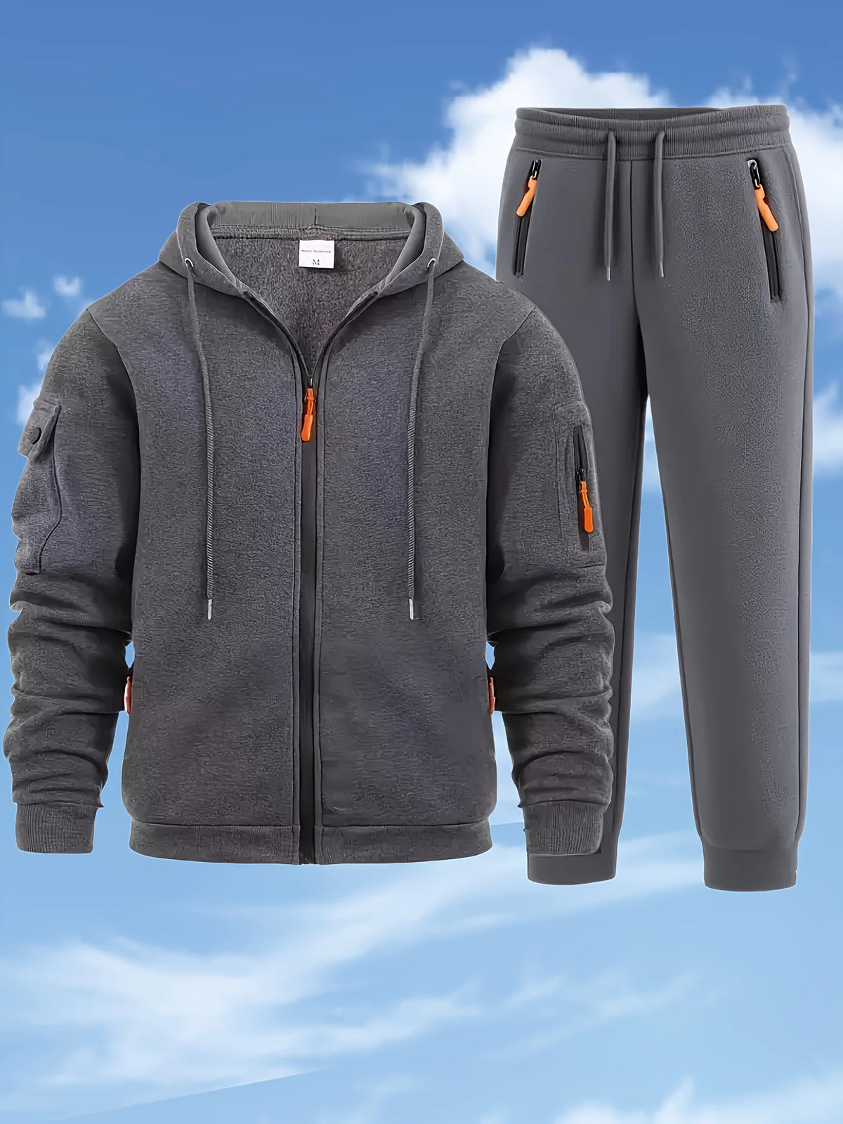 Men's Casual Hooded Sweatshirt Set Streetwear Fitness Autumn Winter Sports Outdoor Trendy Combo with Pants Sporty Street Style