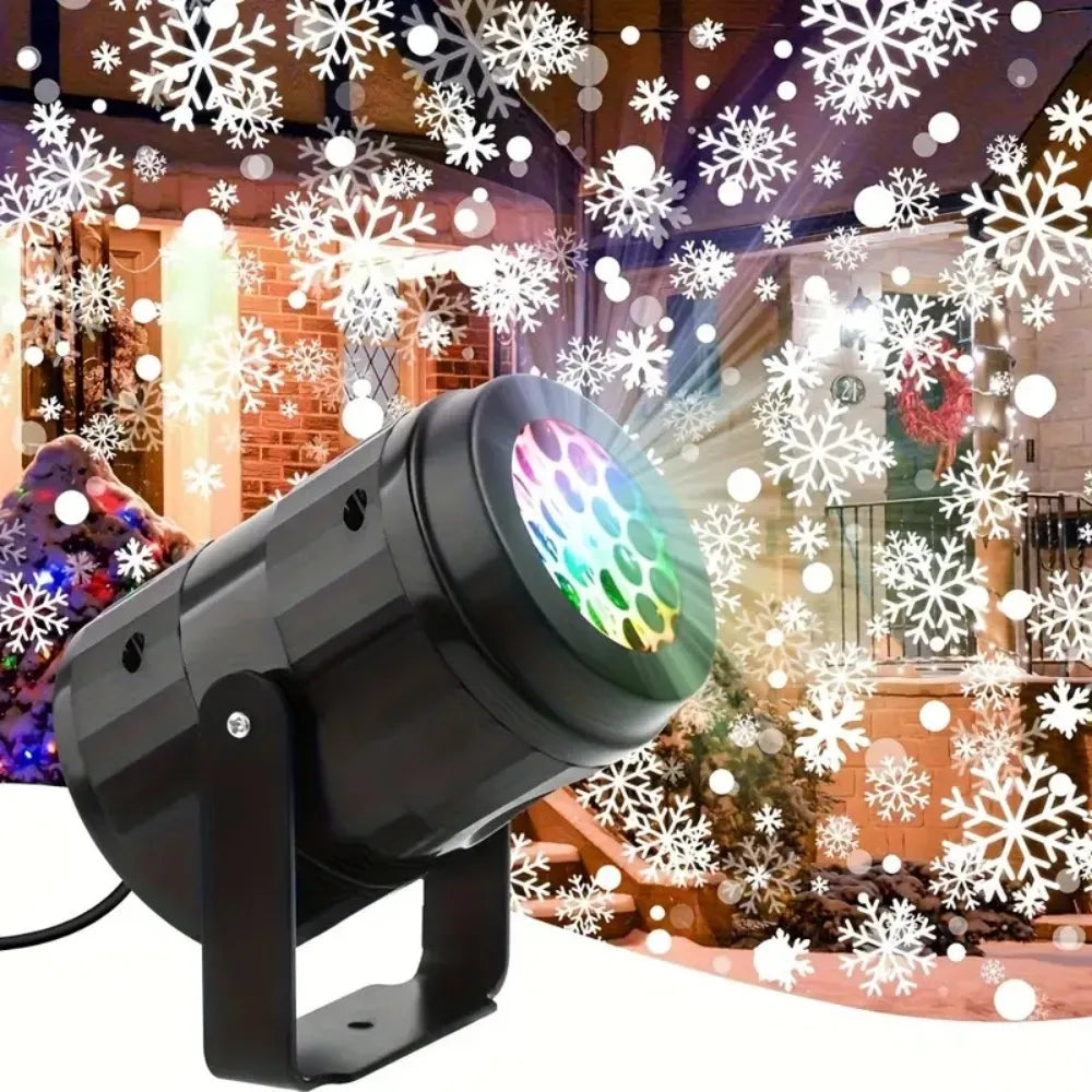 Christmas Snow Projector Light Snowflake Pattern LED Projector Lamp USB Power Xmas Festive Indoor Outdoor House Party Decor