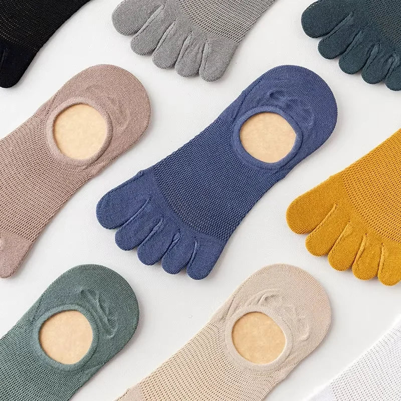 3 Pairs Lot Men's Socks Breathable Sweat Novelty Toe Fashion Casual Finger Boat Sock High Quality Sox For Male Comfortable
