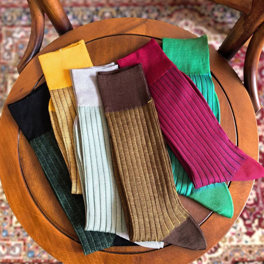 3 Pairs/Lot Man Socks Cotton Striped Business Breathable Silk Socks Autumn and Winter Formal Dress Sock