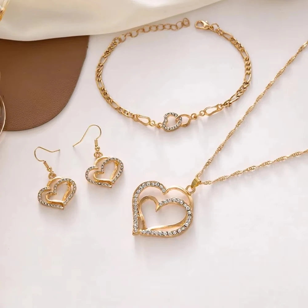 Women Love Wrapped Jewelry Set Necklace Earrings Bracelet, Fashion Accessory for Wedding Party Festival Casual Daily Outfit