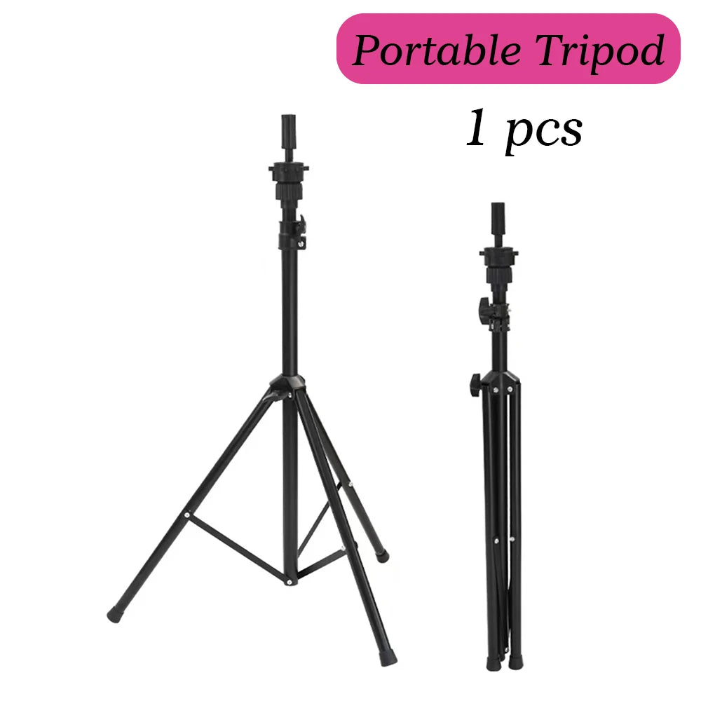 Canvas Wig Head With Mannequin Tripod For Wig Making Cosmetology Hairdressing Display Training Doll Head Adjustable Wig Stand