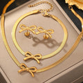 Necklace Earrings Bracelet Jewelry Set Stainless Steel Delicate Small Jewelry Fashion Simple Versatile Elegant for Daily Wear Gi