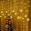 Christmas LED Snowflake Curtain String Light, USB Powered Window Hanging Fairy Lights with 8 Modes for Indoor Holiday Room Decor