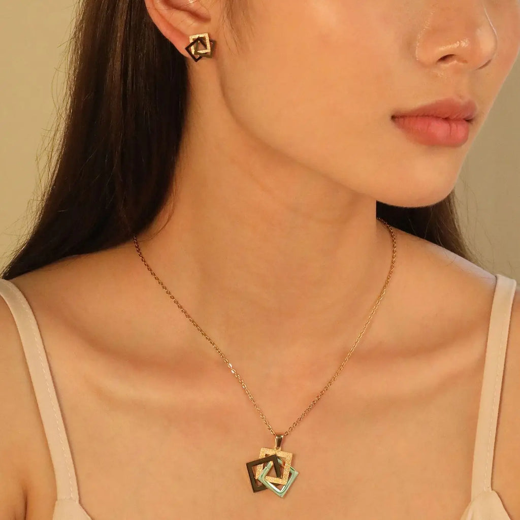 LUXUKISSKIDS Golden Waterproof Jewelry Sets Stainless Steel for Woman Wedding Party Accessorires Fashion Necklace Earrings Set