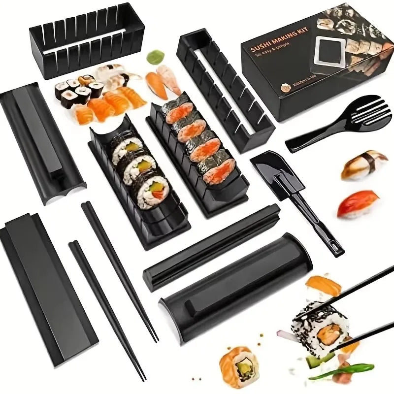 1 Set Sushi Making Kit Sushi Maker 10 Pcs Plastic Premium set Sushi Tool Set Sushi Rice Roll Mold Shapes Festival gifts