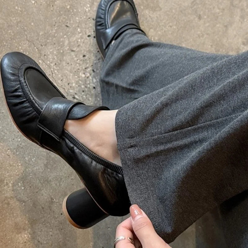 Loafers Shoes for Women Sexy High Heels Shoes Fashion Chunky Leather Shoes 2026 New Summer Pumps Dress Walking Mujer Zapatillas