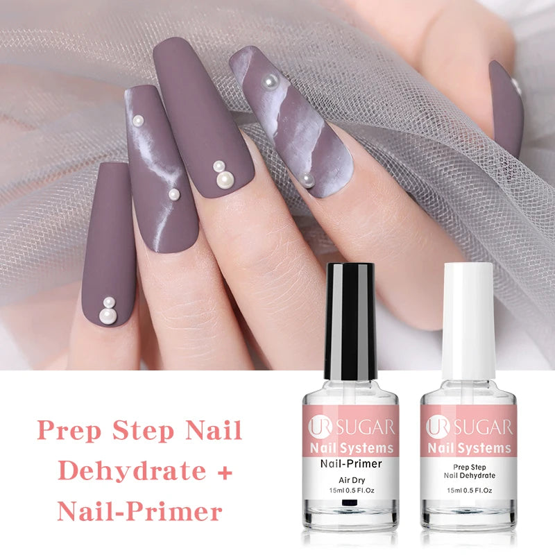 UR SUGAR 15ml 2Pcs/Set Nail-Primers Nail Prep Dehydrator Set No Need UV LED Lamp Manicures for Nail Art Gel Nail Polish Design