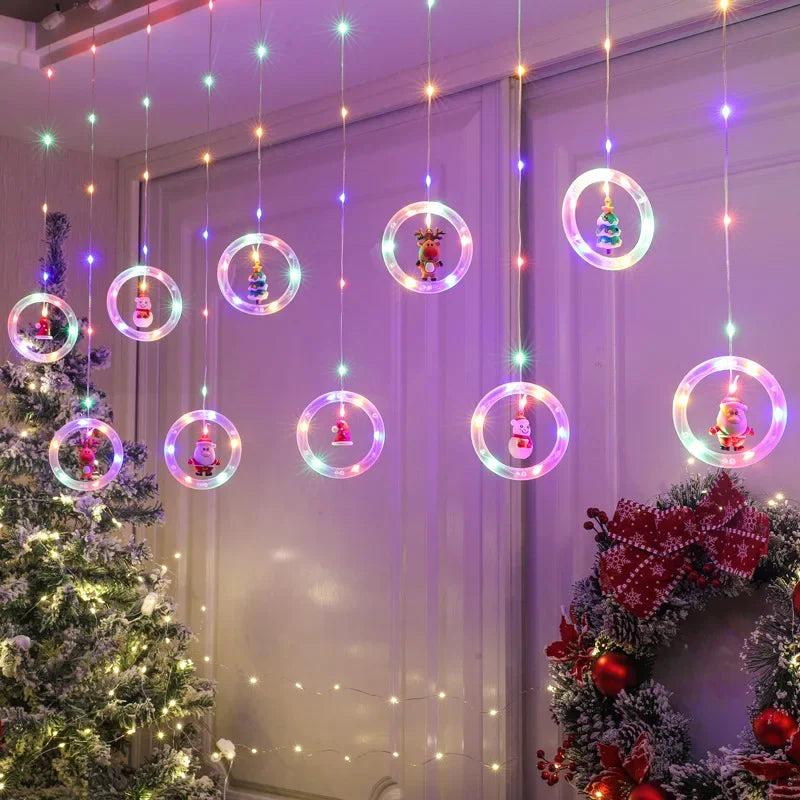 Christmas LED Strip Lights Room Garland LED Curtain Lamp USB Plug Christmas Decorations Lights for Bedroom Living Room Window