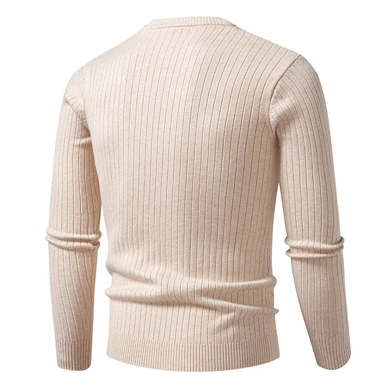Winter Warm Sweater Men's Round Neck Sweater Slim Fit Pullover Sweater Men's Knitted Inner Top