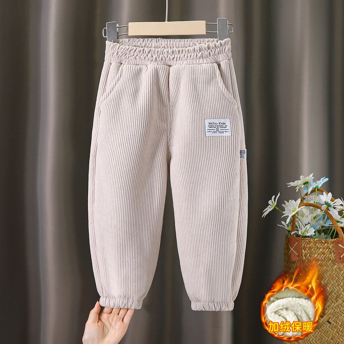 2022 New Warm pants Kids Cartoon Pant Fashion Boy Girl Jeans Winter Thickening Kids Denim Pants Baby Jean Infant Clothing 1-6Y