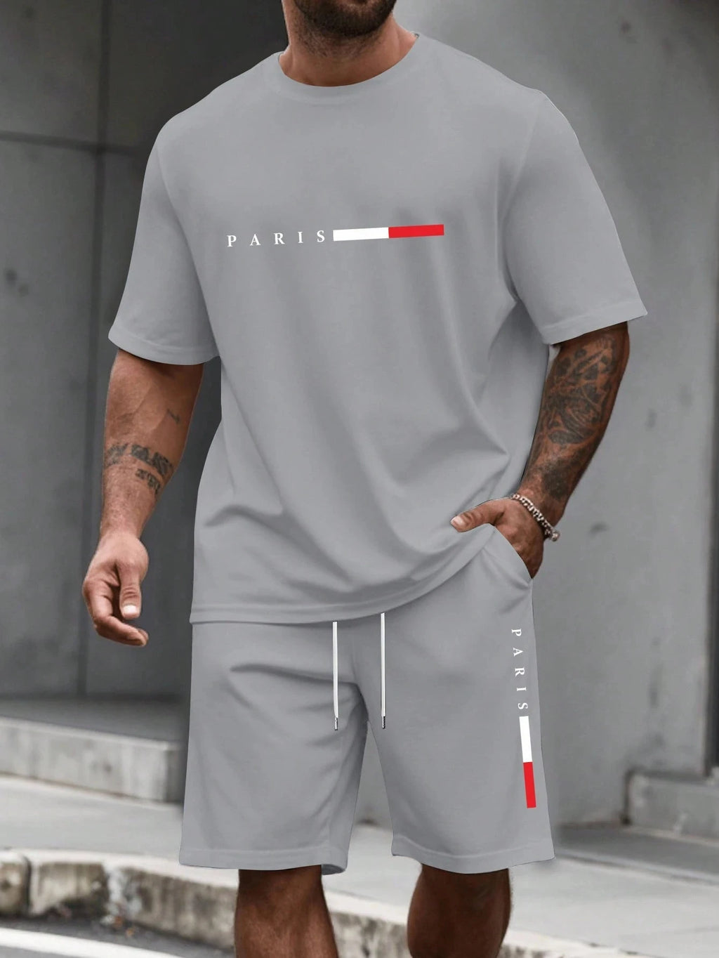 Men's Tracksuit 2 Piece O-neck Short Sleeve Shirt Shorts Set Men's Running Suit Plus Size T shirts Man Clothing Summer T-shirt