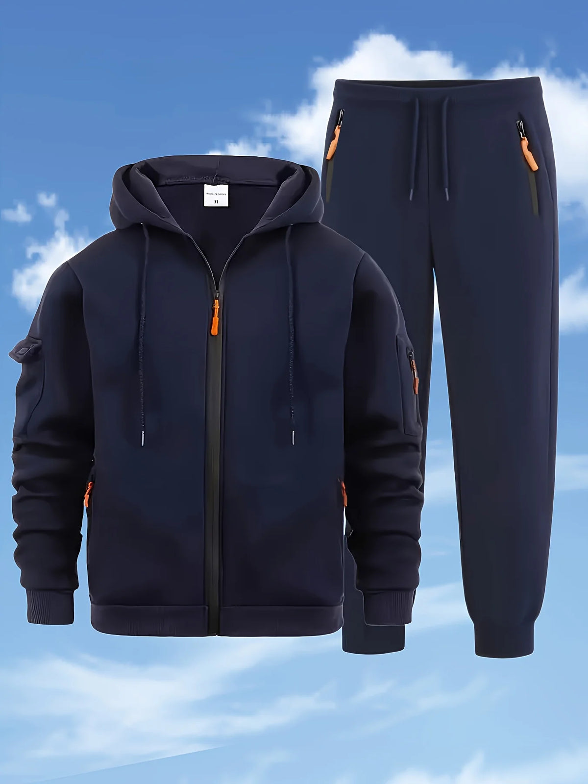 Men's Casual Hooded Sweatshirt Set Streetwear Fitness Autumn Winter Sports Outdoor Trendy Combo with Pants Sporty Street Style