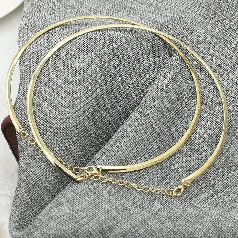 Gold And Silver Stainless Steel Necklace Collar 4mm Fashionable Jewelry Personalized Metal Collarbone Necklace Popular Accessory