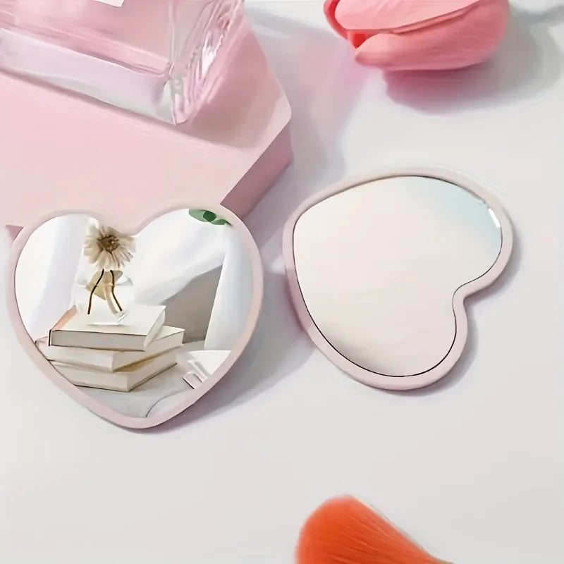 36pcs Gift Set Pink Heart-Shaped Makeup Mirror Pink Gauze Bag with Thank You Card Mini Portable Cute Mirror Wedding Party Favors