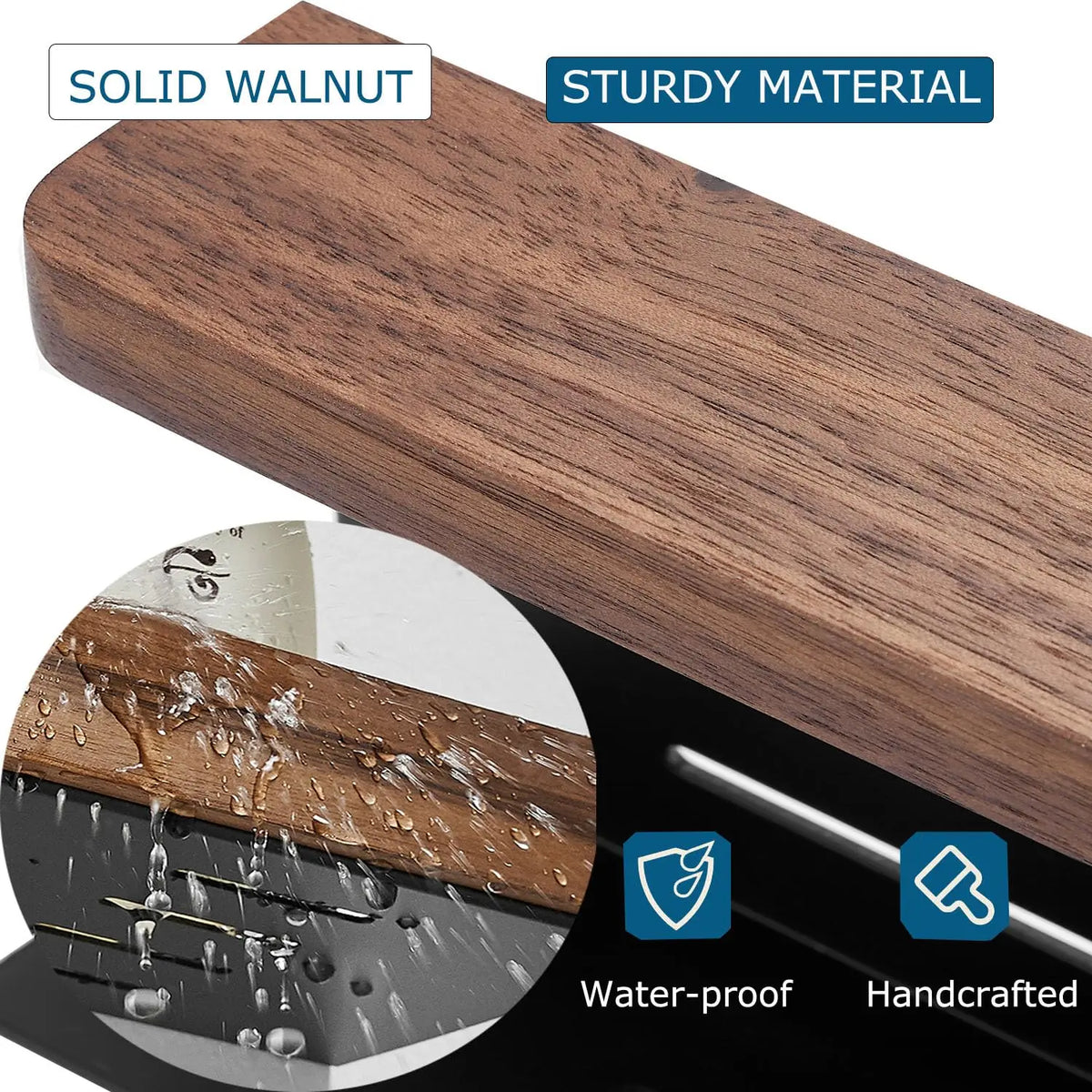 Bathroom Shelf Wall Mounted Organizer Rustic Farmhouse Walnut Solid Wood Floating Corner Shelf with Border for Kitchen Bedroom
