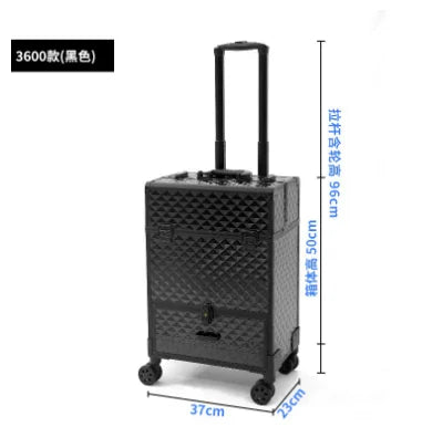 Professional makeup box with drawers, pull rods, nail embroidery toolbox