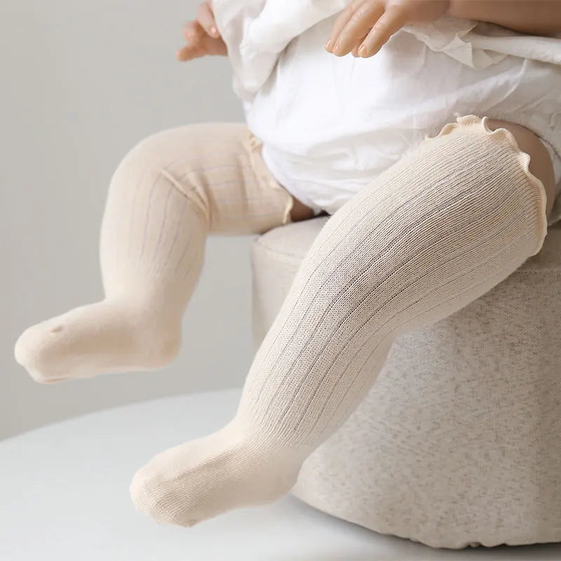 3Pairs/Lot Baby Socks Boys Girls Knee High Kids Frilly Solid Cotton Long Socks Infant Newborn Summer Children Ruffle Cute Socks