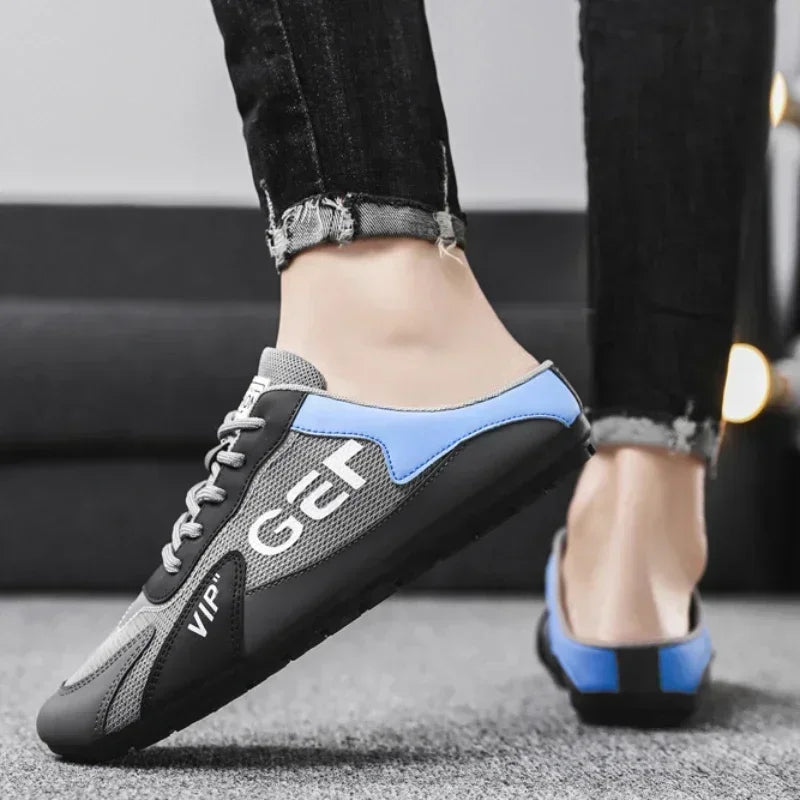 2025 New Men Slippers Trend Baotou Shoes for Men Summer Breathable Casual Shoe Vulcanized Flats Male Sneakers Half Slip-on Shoes