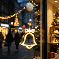Christmas LED Hanging Window Decorations with Suction Cups Snowflake Tree Bell Star Deer Lights for Tree Living Room Decor