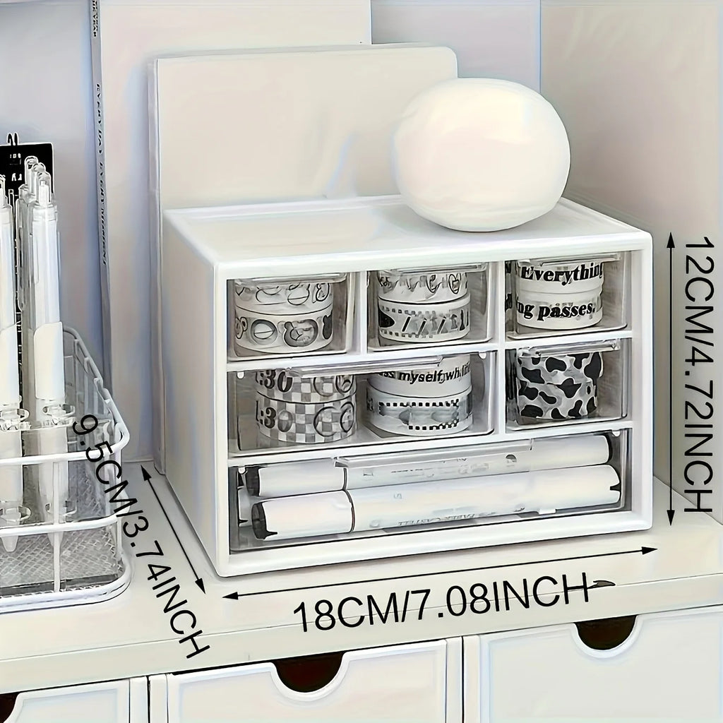 Schreibtisch-Organizer mit 6 Klarsicht-Schubladen