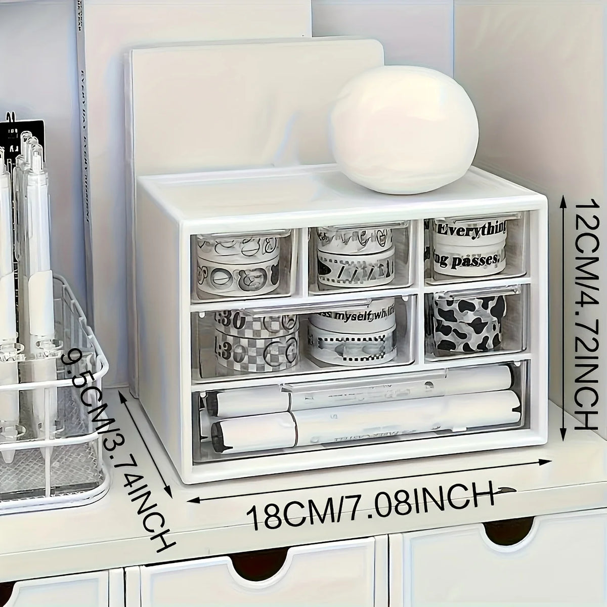 Schreibtisch-Organizer mit 6 Klarsicht-Schubladen