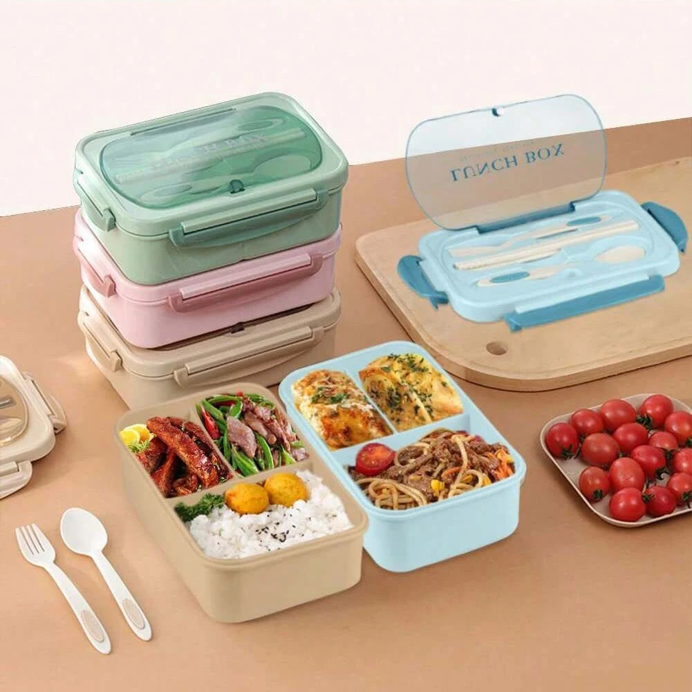 Bento Box Adult Lunch Box, Containers For Adults Men Women With 4 Compartments, Lunchable Food Container Back To School