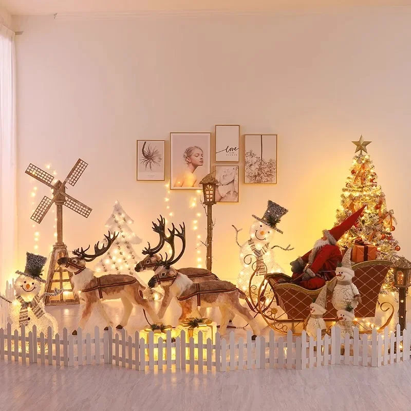 Klassische Weihnachtsmann-Schlitten-Dekoration mit Rentieren