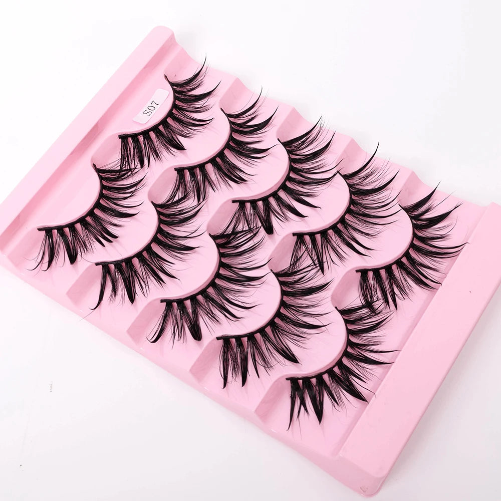 Yiernuo 1/5 Pairs Cosplay Anime Eyelashes Manga Lashes Dramatic Fairy Clusters Lashes Wet Look Lashes