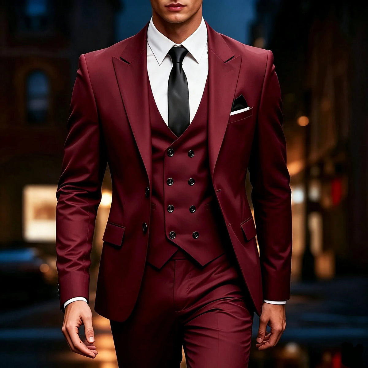 Men's 3‑Piece Suit | Wedding Business Formal Blazer & Trousers for Prom, Banquet & Official Occasions