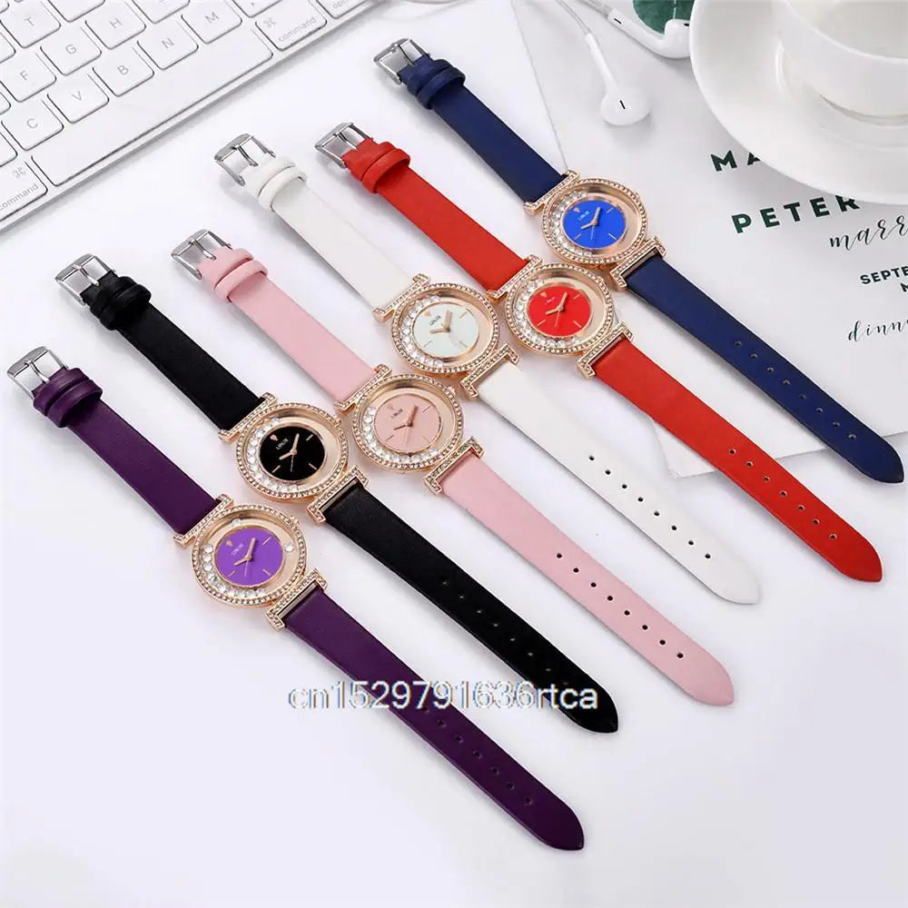 Exquisite Minimalist Women Watches 2024 New Simple Diamond Dial Design Ladies Leather Wrist Watch Casual Gifts Clock for Woman