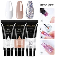 LIMEGIRL  Poly Nail Gel Set Manicure Set Gel Cuticle Pusher Finger Extend Mold Nail Kit All For Quick Extension Manicure Set