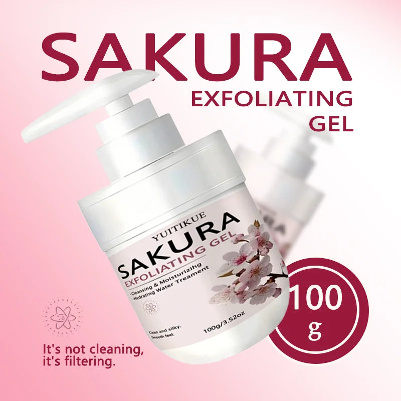 Sakura Exfoliating Cleansing Gel 100g YUITIKUE Gentle Exfoliation Dead Skin Remover Hydrating Soft Smooth Facial Skin Gel