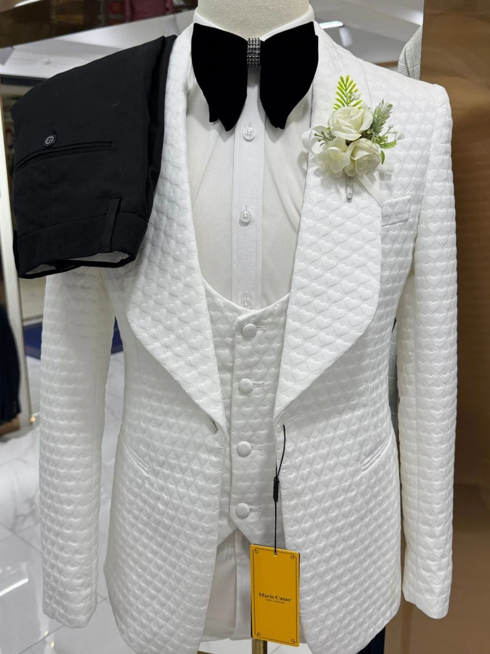 Mens Three Piece Jacquard Suit Set, Real Images Fully Lined High-End Wedding Groom Wear Jacket Vest Pants Set Party Wear for Men