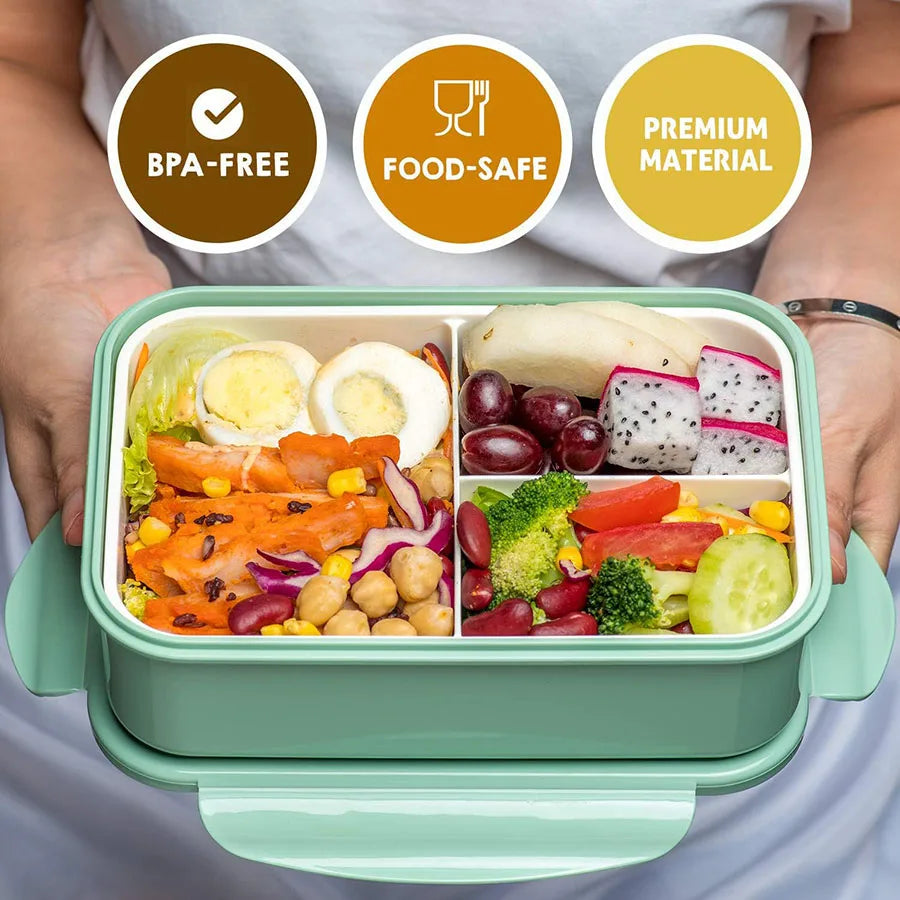 Bento Boxes for Adults - 1400 ML Bento Lunch Box For Kids Childrens With Spoon & Fork - Durable Perfect Size for On-the-Go Meal