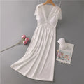 Sexy Nightdress for Women Summer Spring Home Dress V-Neck Nightgown Lace Sleeve Sleepwear Long Intimate Lingerie Nightwear