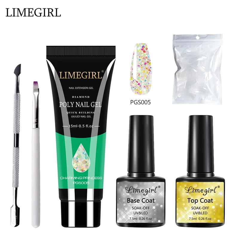 LIMEGIRL  Poly Nail Gel Set Manicure Set Gel Cuticle Pusher Finger Extend Mold Nail Kit All For Quick Extension Manicure Set