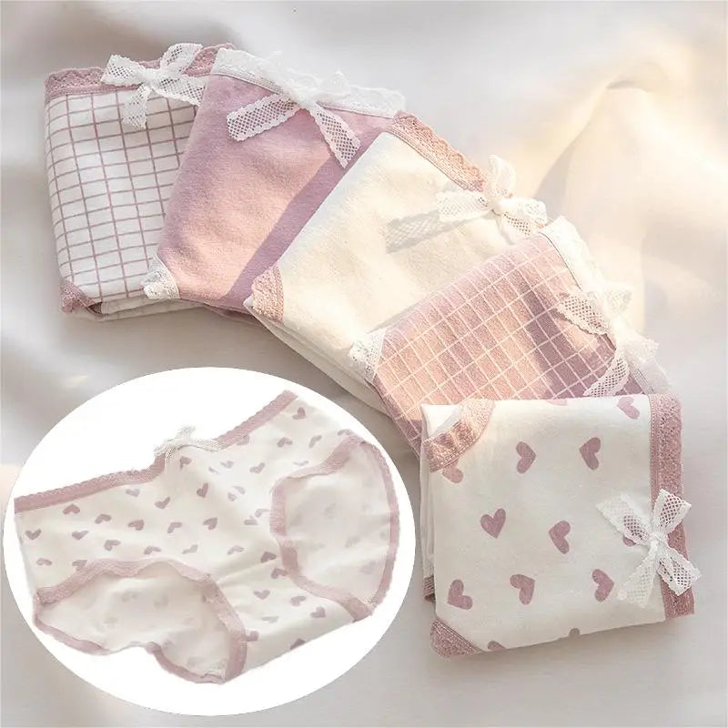 5 PCS Women's Cotton Panties Girls Briefs Comfortable Underwear Elasticity Triangle Pants Breathable Underpants Intimates