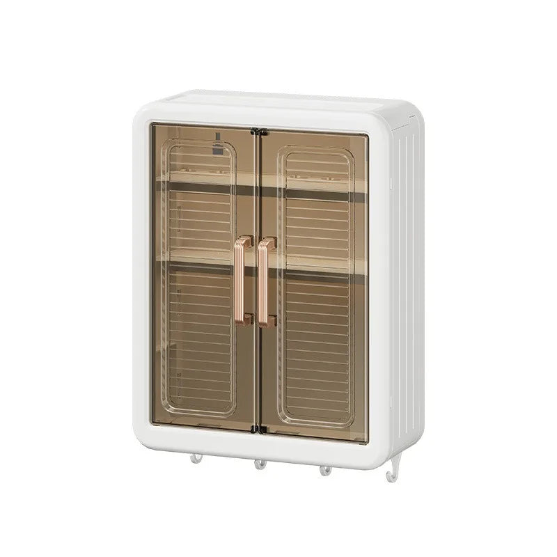 Bathroom Wall Mounted Storage Cabinet Magnetic Door Dustproof Shelf No Drill Hanging Organizer Home Toilet Space Saving Decor
