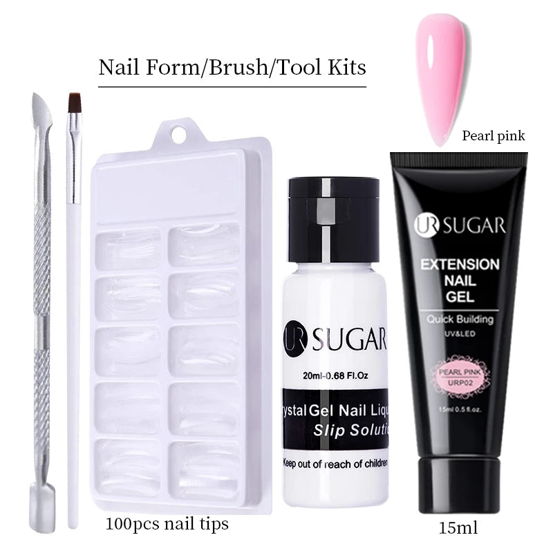 UR SUGAR 15ml Nail Extension Gel Set Acrylic Quick Building Hard Gel For Finger Prolong Form Tips Manicure Extension Tool Kits