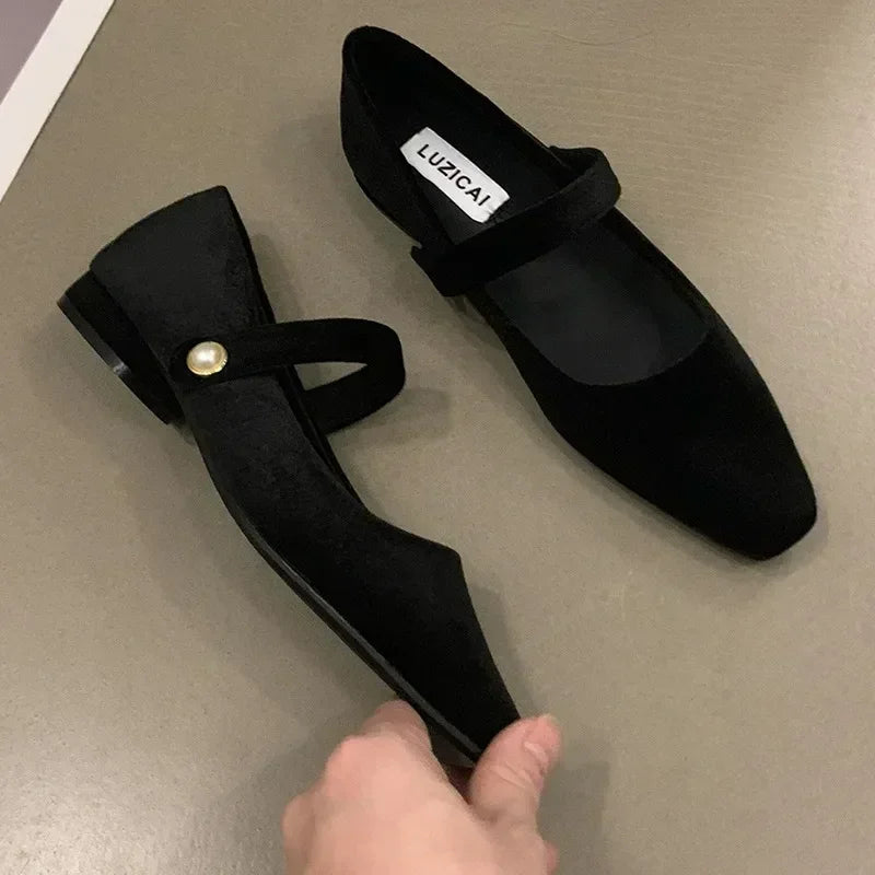 Women   Spring Shoes  Square Toe Ballet Dance Shoes Fashion Luxury