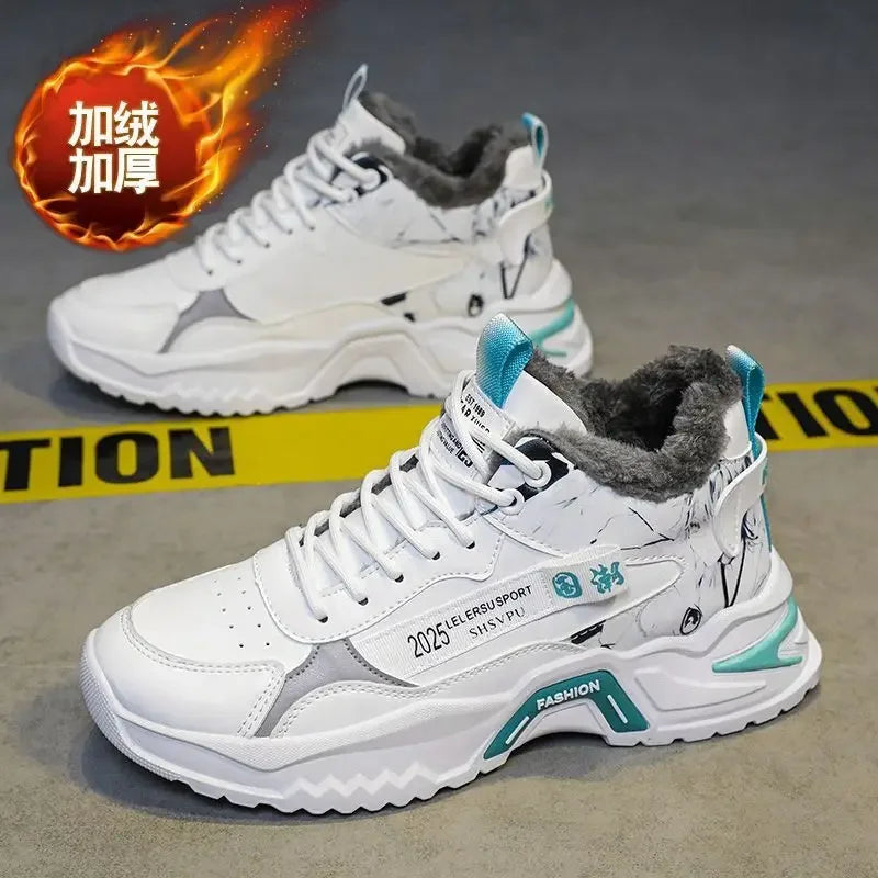 Men Sneakers Fashion New White Sports Shoes Anti Slip Comfort Male Students Trendy Running Thick Soled Lace Up Casual Shoes2025