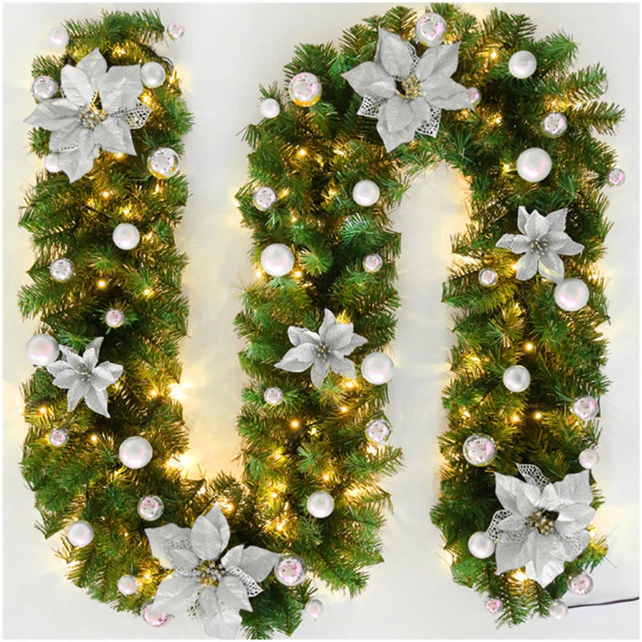 2.7M 5 Colors Christmas Decorations Garland Decoration Rattan Lights Wreath Decorated Mantel Fireplace Stairs Wall Door Decor