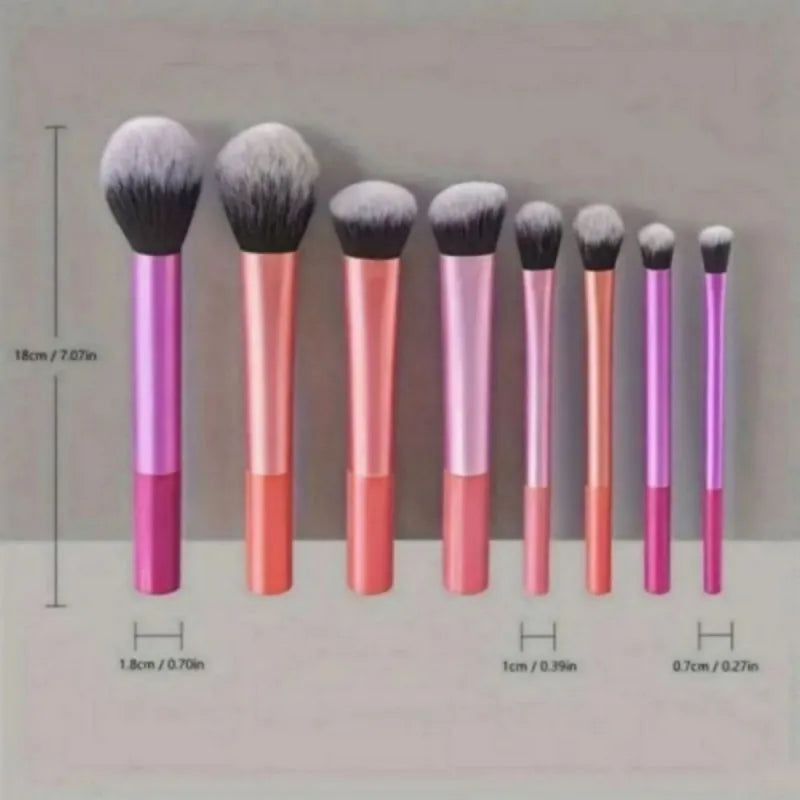 8pcs multi-color long tube makeup brush set +4pcs pink boxed beauty eggs +1pc pink storage bag,Suitable as a gift for friends
