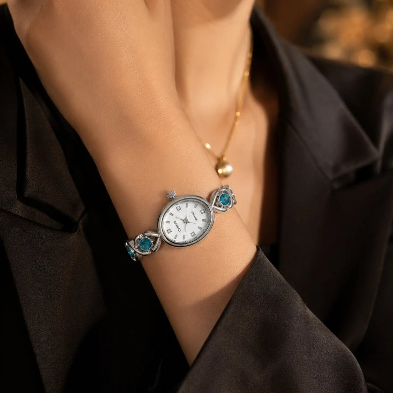 Minimalist Bracelet Watches for Women Fashion Casual Oval Dial Quartz Wristwatch Luxury Elegant Ladies Gift Clock Reloj De Mujer
