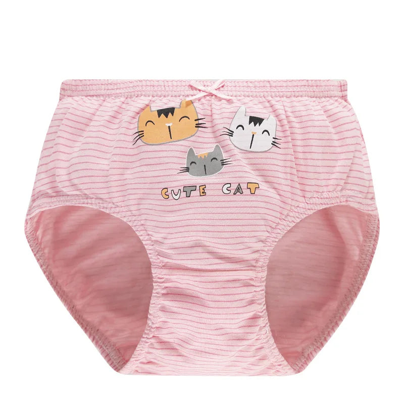 5 Pcs/Lot Cotton Girls Panties Cute Cat Cartoon Girls Underwear 3-13 Years Kids Underpants For Girl Child Panty Children Briefs