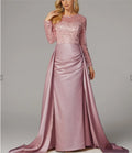 2026 Elegant Evening Dresses Women's Chic Sequin Splice O-neck Long Sleeve Pleated Maxi Dress Sexy High Waist Slim Banquet Gowns