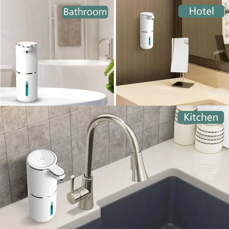 USB Rechargeable Automatic Soap Dispenser, 380ml Touchless Sensor Foaming for Kitchen Bathroom, 4-Level Adjustable