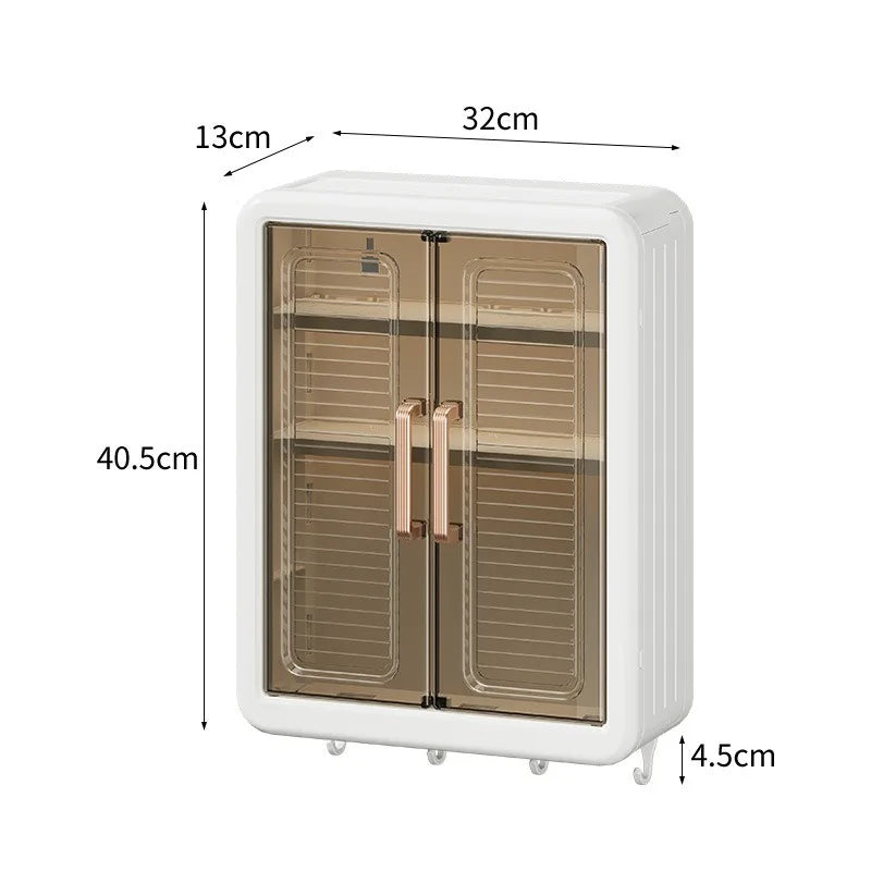 Bathroom Wall Mounted Storage Cabinet Magnetic Door Dustproof Shelf No Drill Hanging Organizer Home Toilet Space Saving Decor