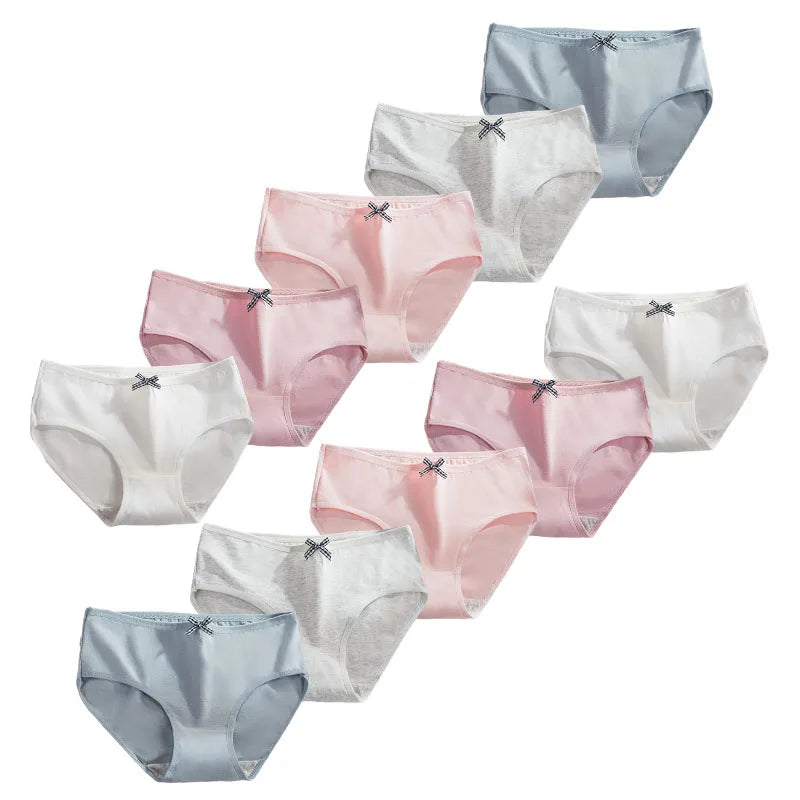 10-Piece Girls Panties Cotton Solid Fashion Adolescent Children Underwear Schoolgirl Knickers Breathable Teenager Girls Briefs